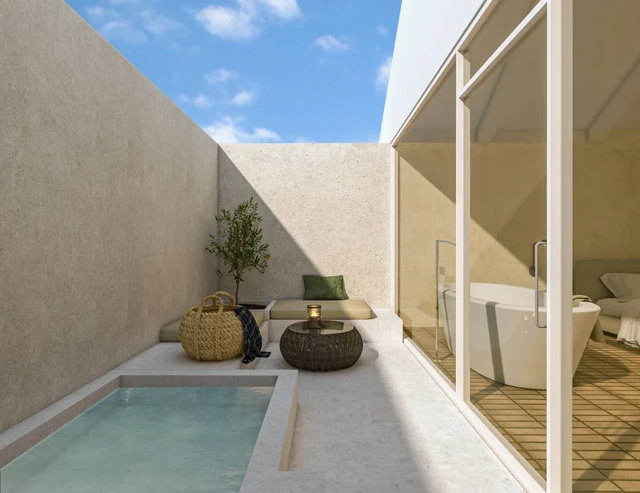 Private courtyard pool · Design visualization