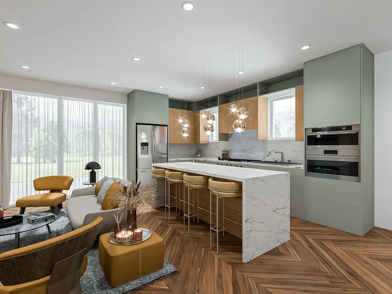 Kitchen and breakfast counter · Design visualization
