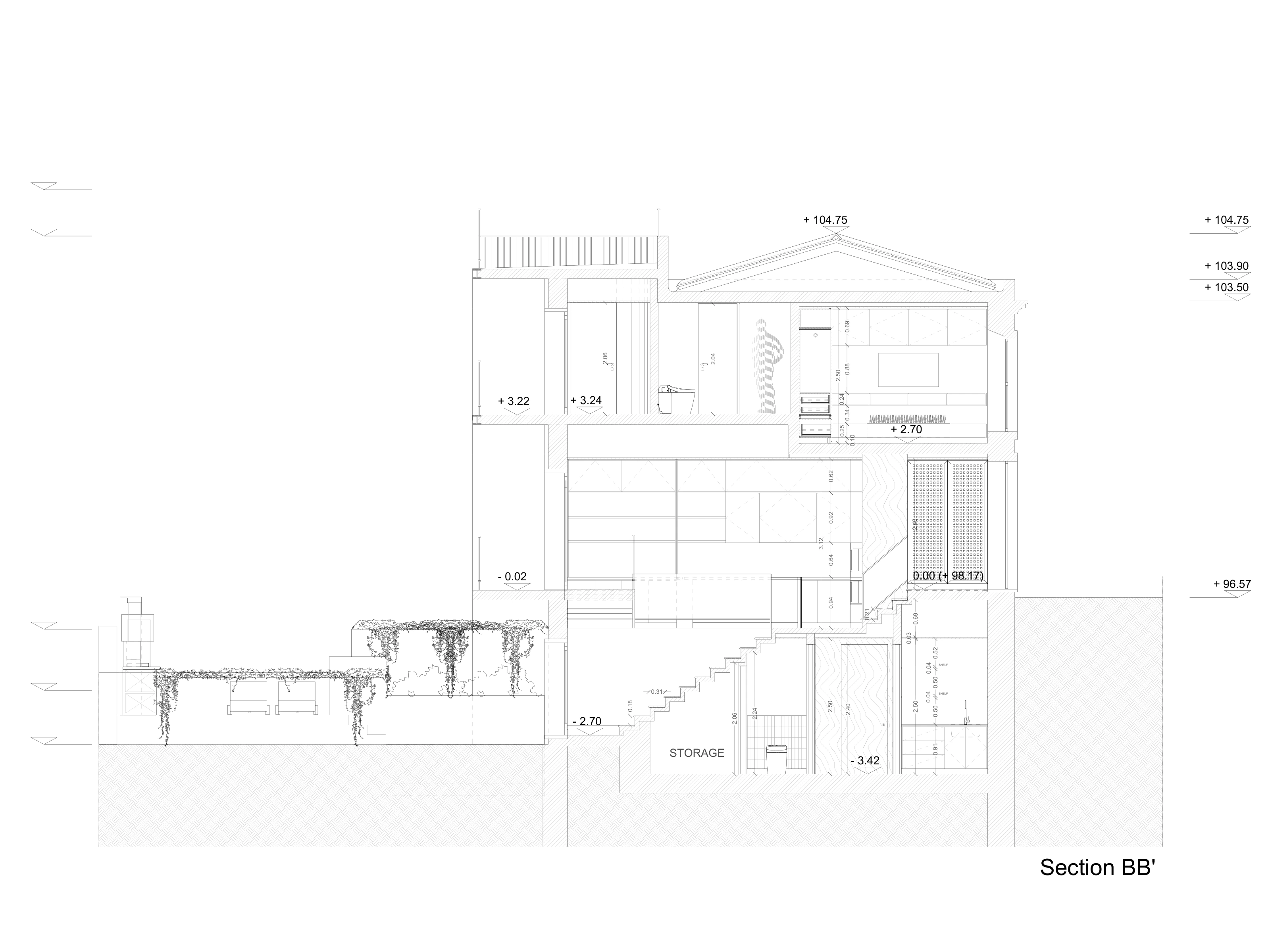 Section B–B · Technical drawing