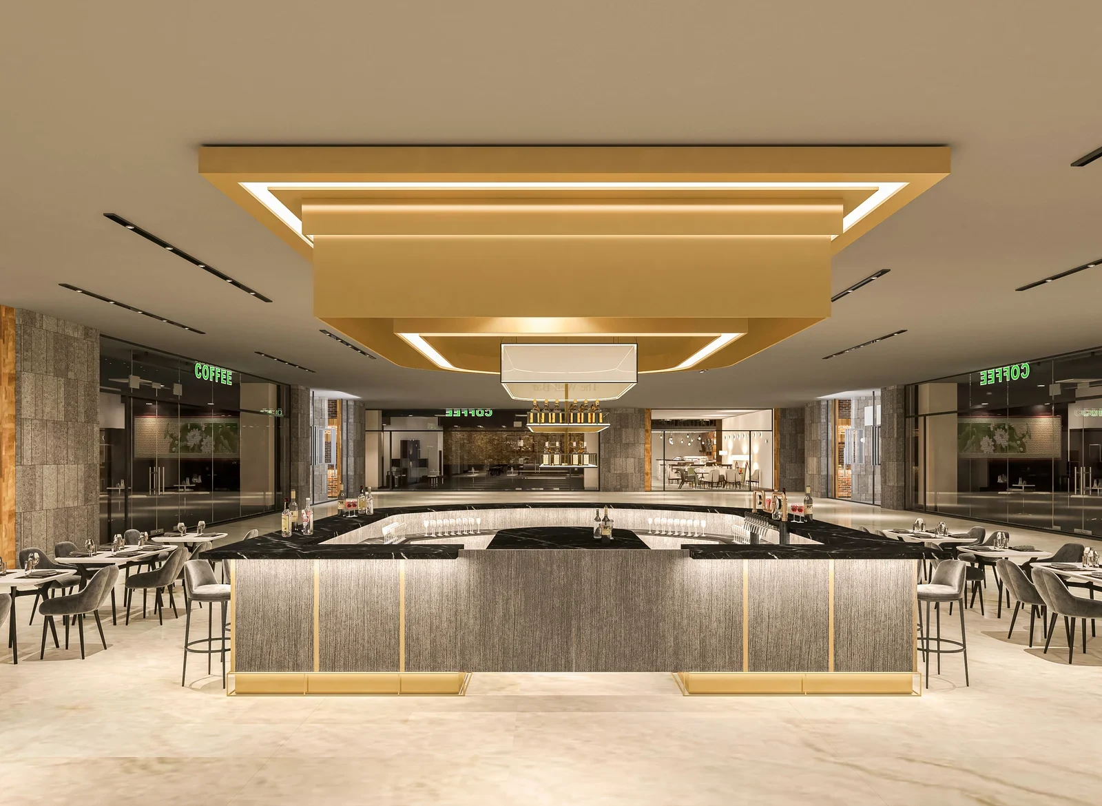 Front view of bar design option · Design visualization