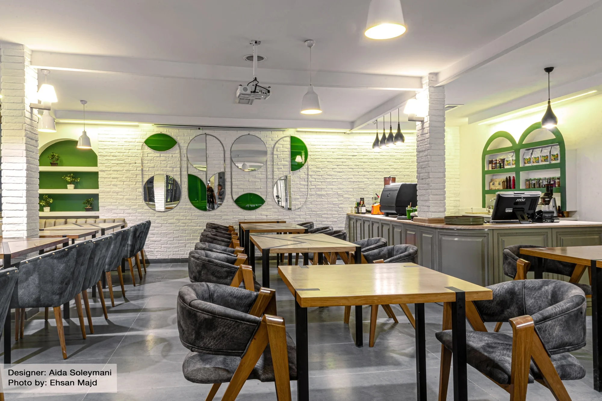 Completed restaurant, overall view · Completed interior