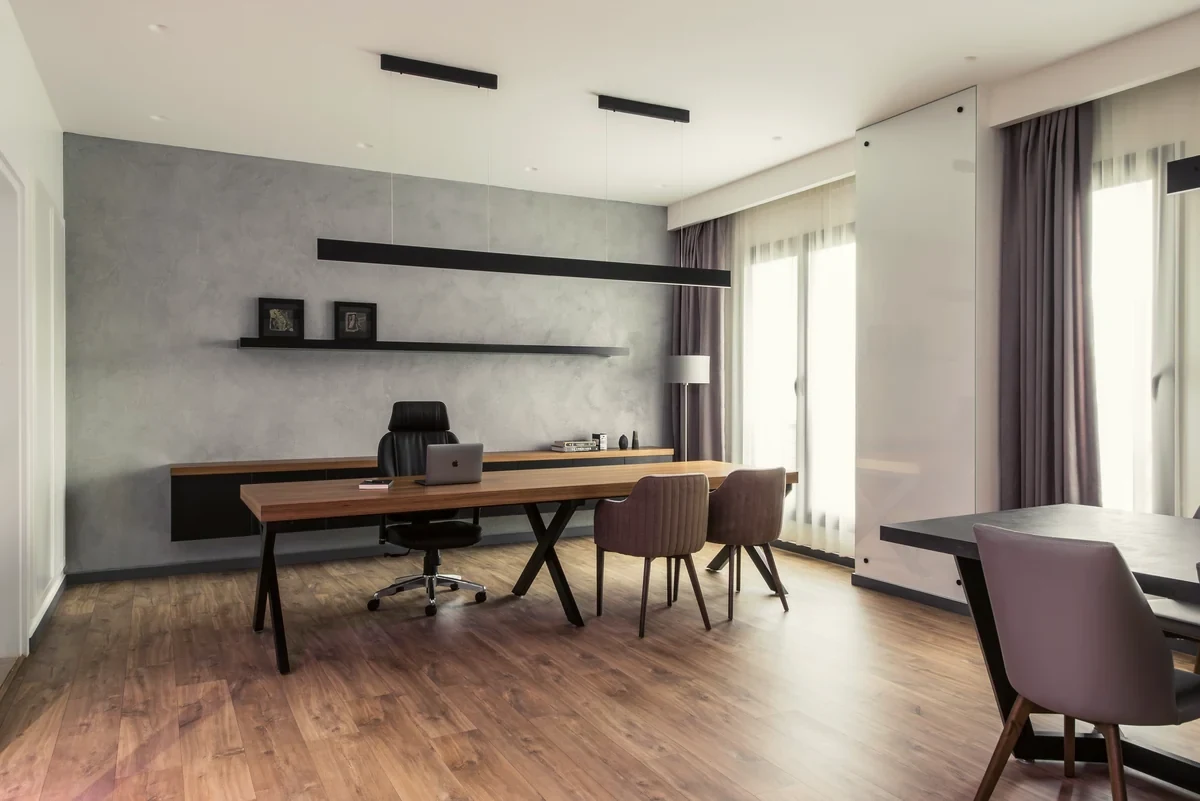 Completed CEO office, wider view · Completed interior · Collaborative professional project