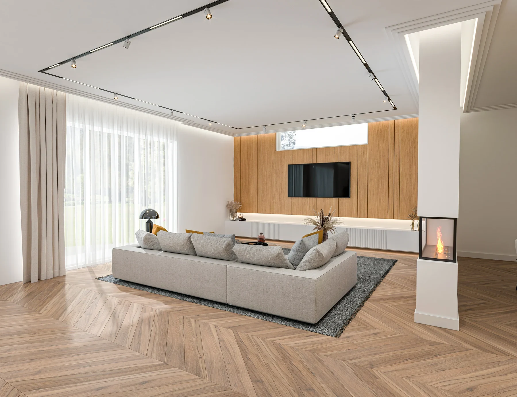 Living room and garden outlook · Design visualization