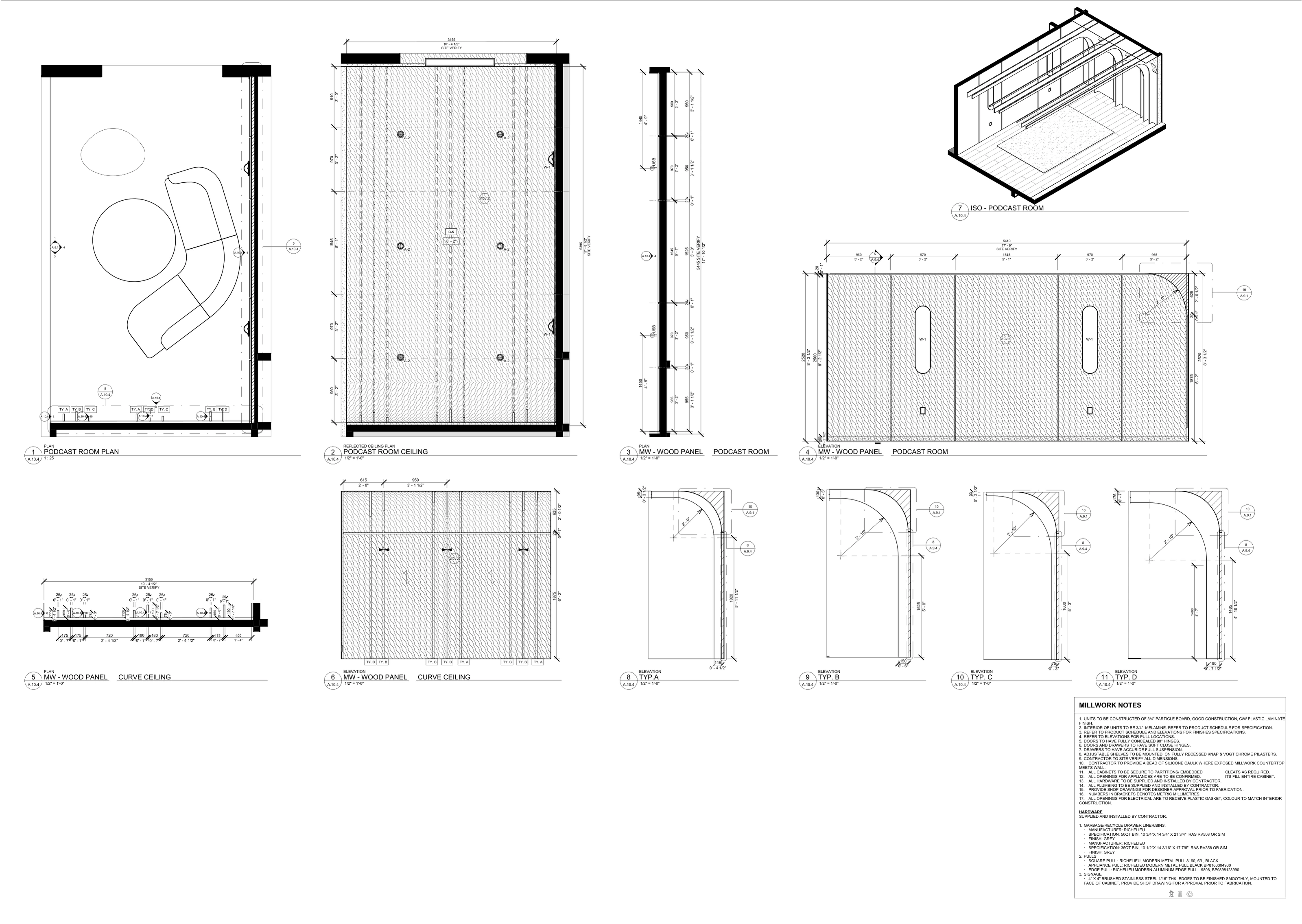 Multipurpose room millwork · Technical drawing · Aida Soleymani · Project Designer · Collaborative professional project