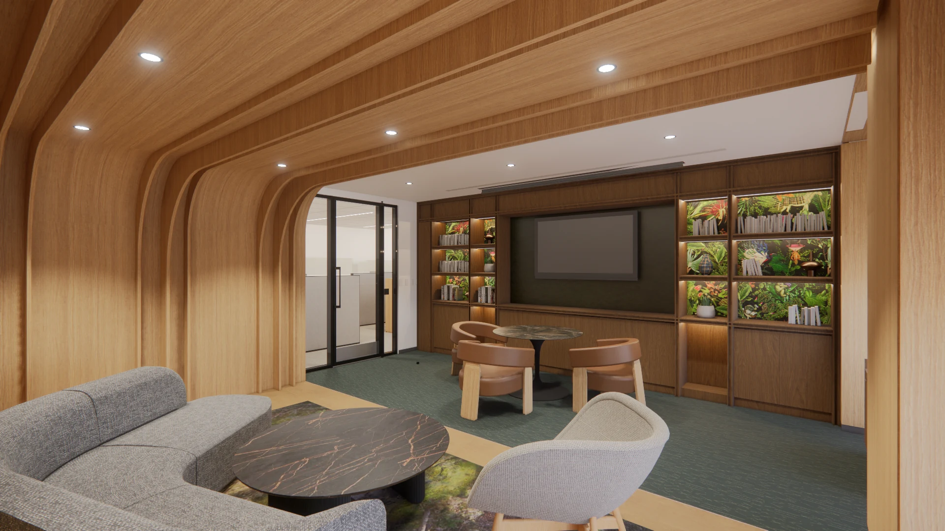 Multipurpose room and library wall · Design visualization · Aida Soleymani · Project Designer · Collaborative professional project